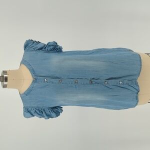 4Our Dreams Button Down Chambary Shirt Blue S preppy summer casual cottagecore